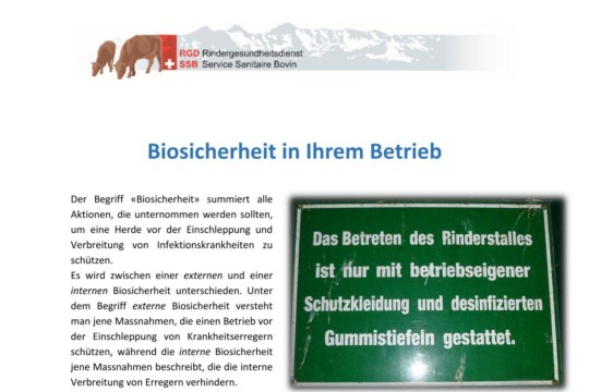 Infoblatt Biosicherheit im Betrieb
