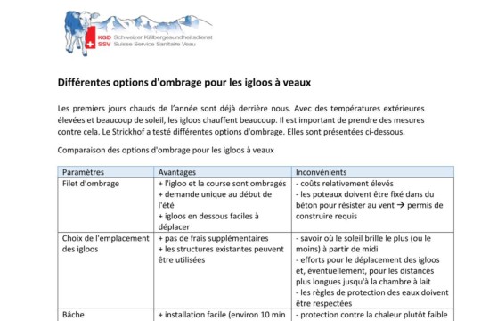 Options d'ombrage pour les igloos