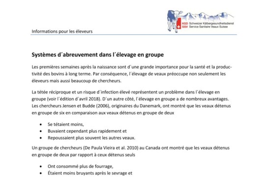 Systèmes d'abreuvement dans l'élevage en groupe