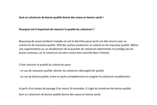 ColostroCheck - Mesurer la qualité du colostrum