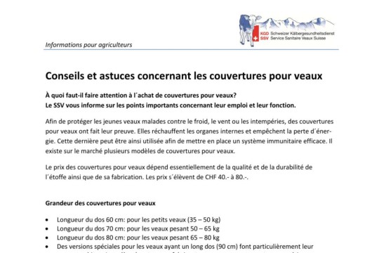 Couvertures pour veaux - Conseils et astuces